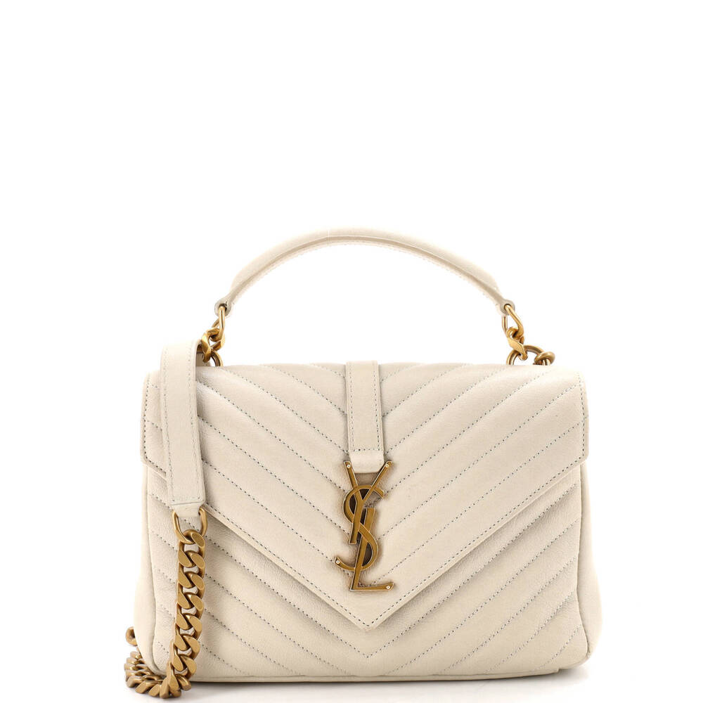 Saint Laurent Medium Classic Monogram College Bag Matelasse Chevron Leather